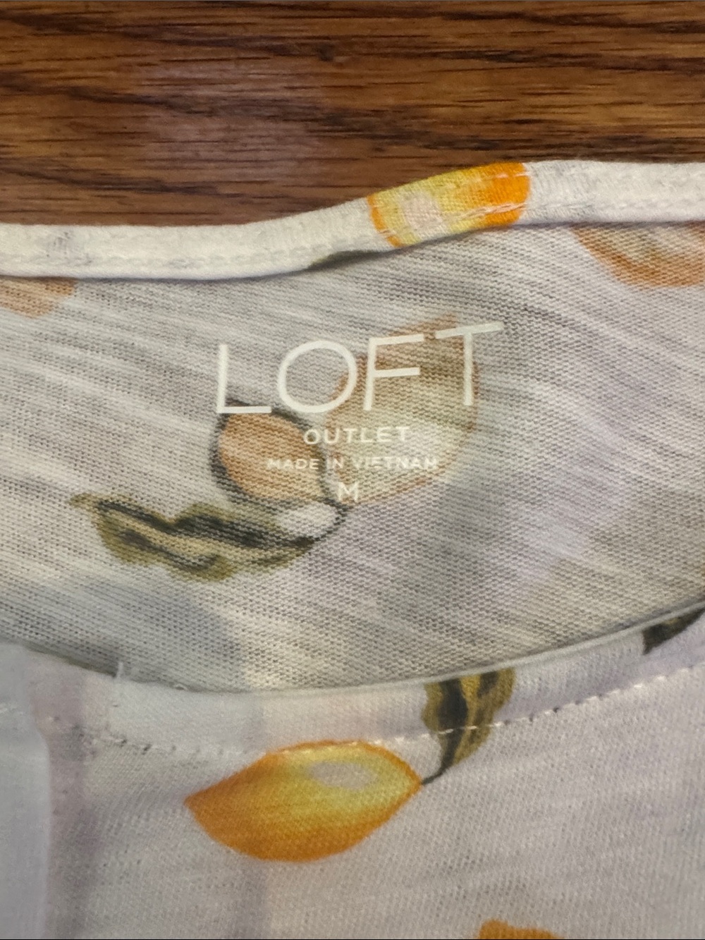 Loft Lemon Print Tie-Sleeve Button-Front Top - Picture 3 of 5